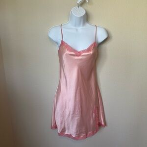 Victoria's Secret Pink Satin Chemise with Lace Trim